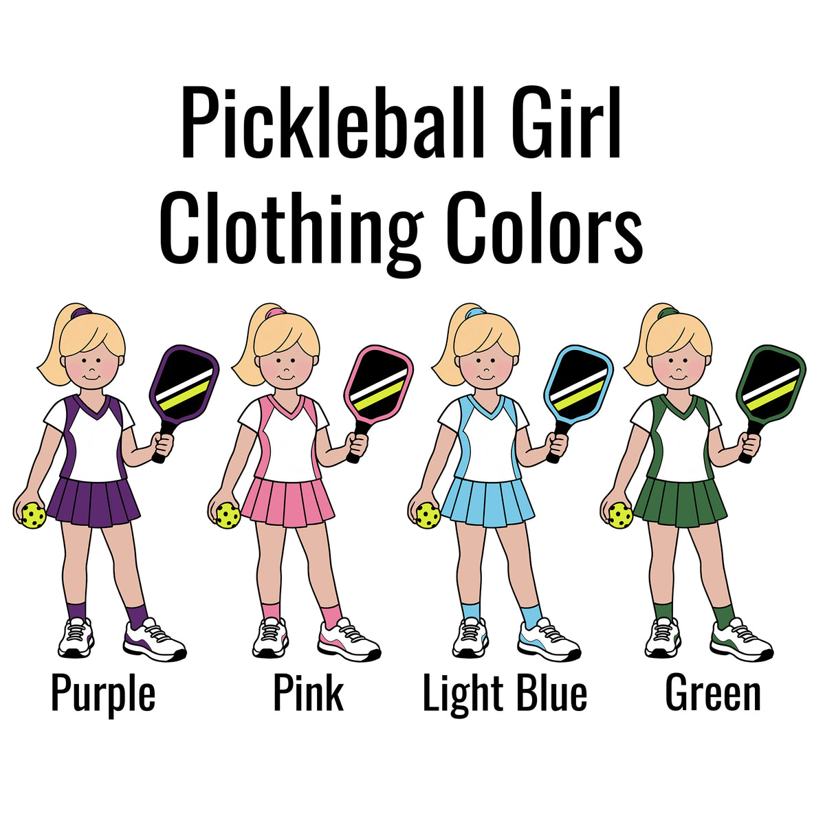 Clothing colors for personalized pickleball girl Christmas ornament
