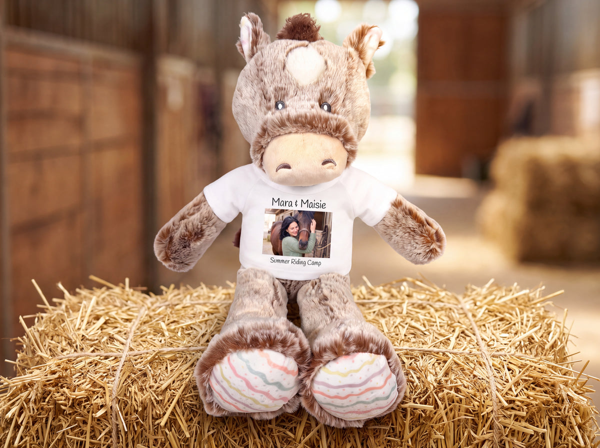 Personalized Stuffed Horse -  12 inch Promise Pony with your custom Photo and/or Text