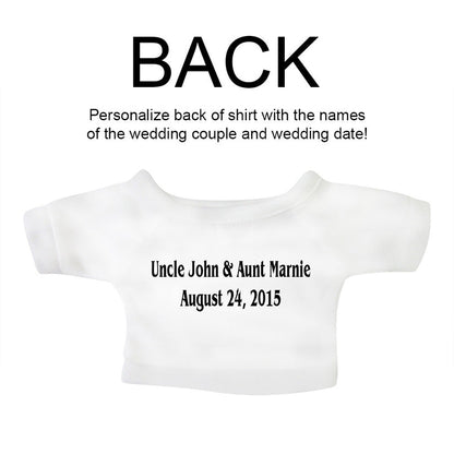 Back Printing Example for Personalized Ring Bearer, Flower Girl, and Wedding Party Teddy Bears and Stuffed Animals