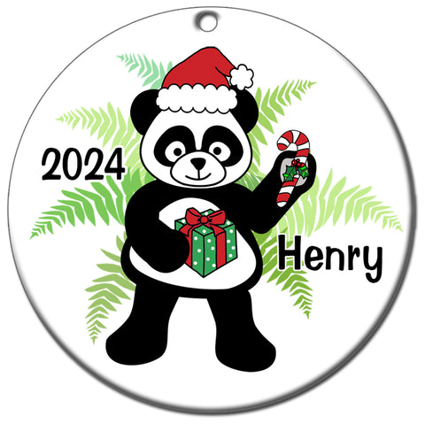 Santa Panda Personalized Christmas Ornament