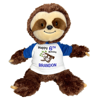 Personalized Birthday Sloth - 12 Inch Plush Tubbie Wubbie Sloth - Royal Blue