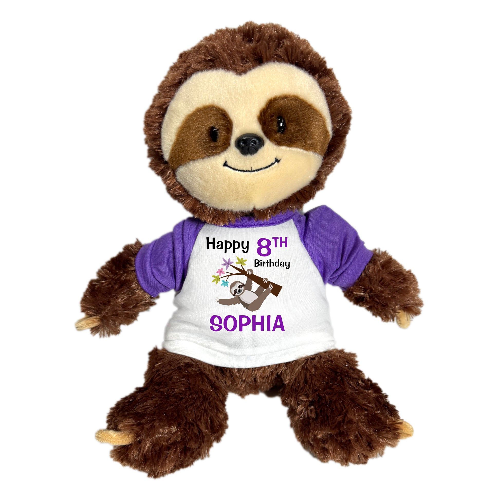 Personalized Birthday Sloth - 12 Inch Plush Tubbie Wubbie Sloth - Purple