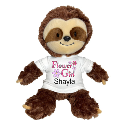 Personalized Flower Girl Sloth - 12" Tubbie Wubbie Sloth