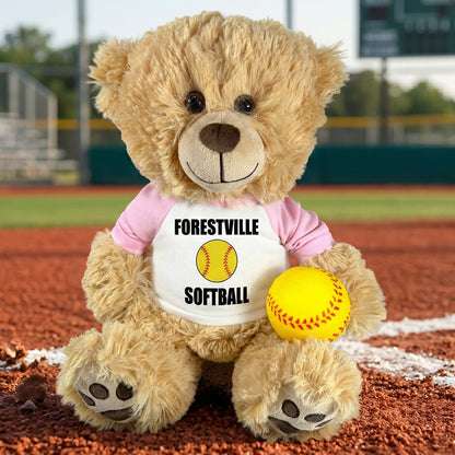 Personalized Softball Teddy bear - 14 inch Honey Bear