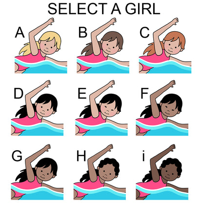 Skin and Hair colors for Personalized Swimming Girl Ornament
