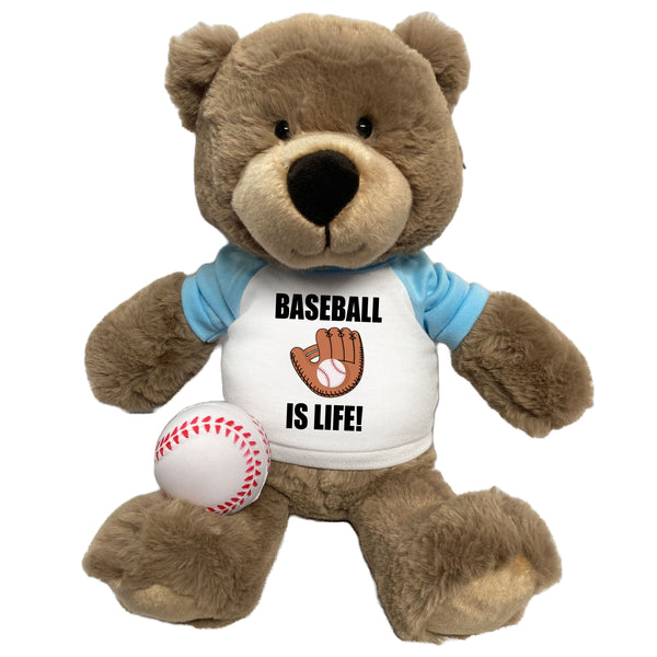 Personalized Baseball Teddy Bear - 14" Taupe Bear