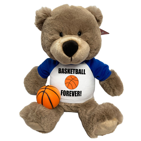 Personalized Basketball Teddy Bear - 14" Taupe Bear