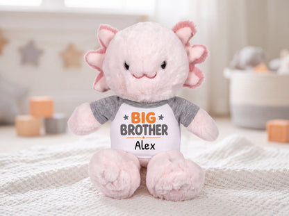 Personalized Big Brother Stuffed Axolotyl - 12 Inch Plush Axolytl - Gift for Big Brother