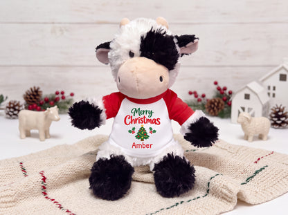Personalized Christmas Stuffed Cow - 12 Inch Plush Tubbie Wubbies Cow