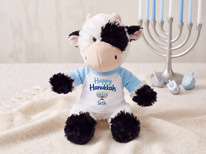 Personalized Hanukkah Stuffed Cow - 12 Inch Plush Tubbie Wubbies Cow Custom gift