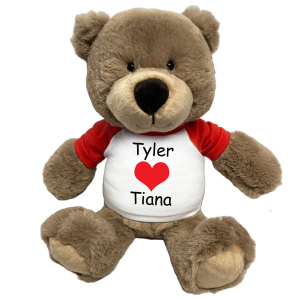 Personalized Valentine Teddy Bear - 14" Taupe Bear