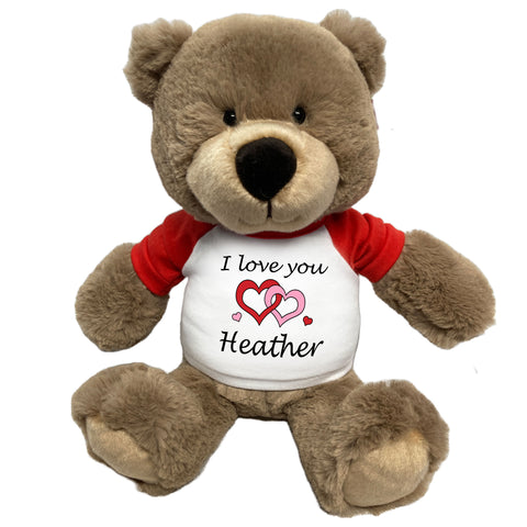 Personalized I Love You Teddy Bear - 14" Taupe Bear