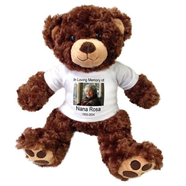 Personalized Photo Memorial Teddy Bear -  13" Brown Vera Bear