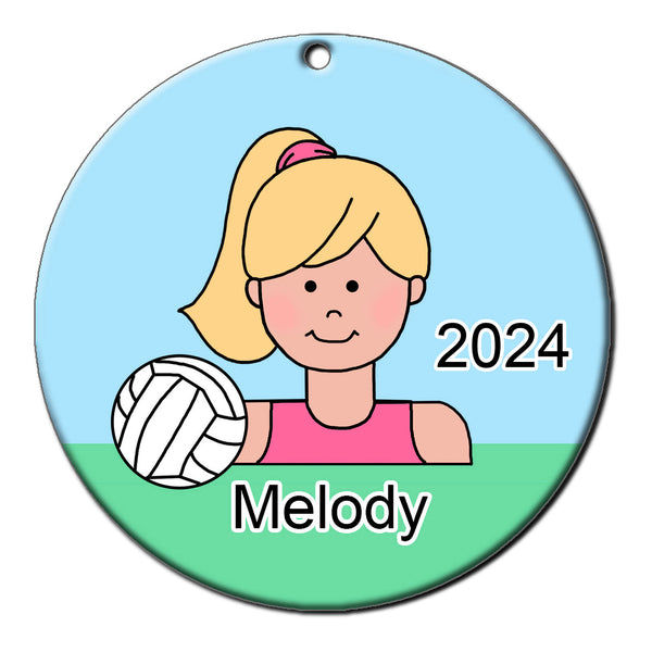 Volleyball Kid Personalized Christmas Ornament - Girl