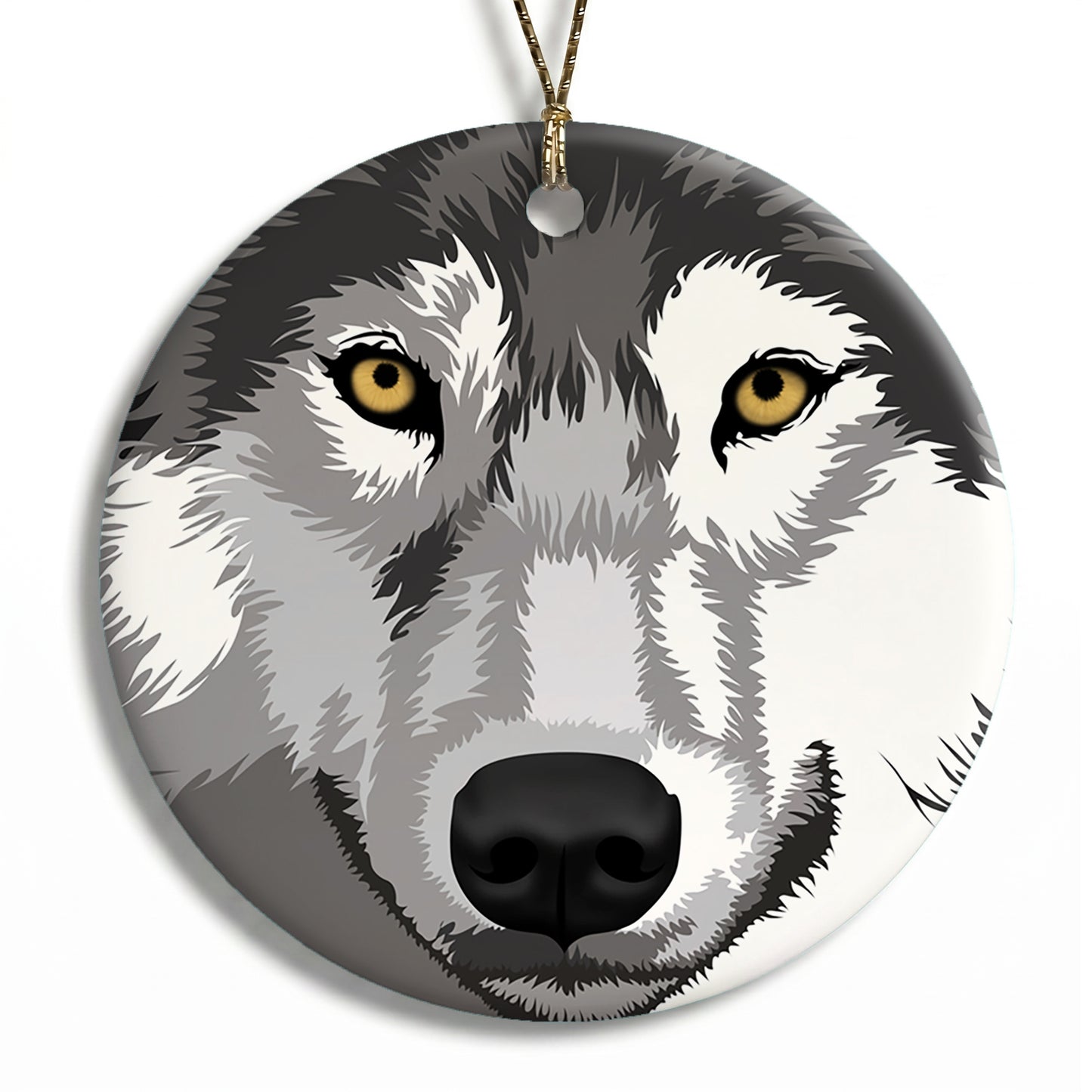 Wolf Christmas Ornament - Mahigan the Grey Wolf