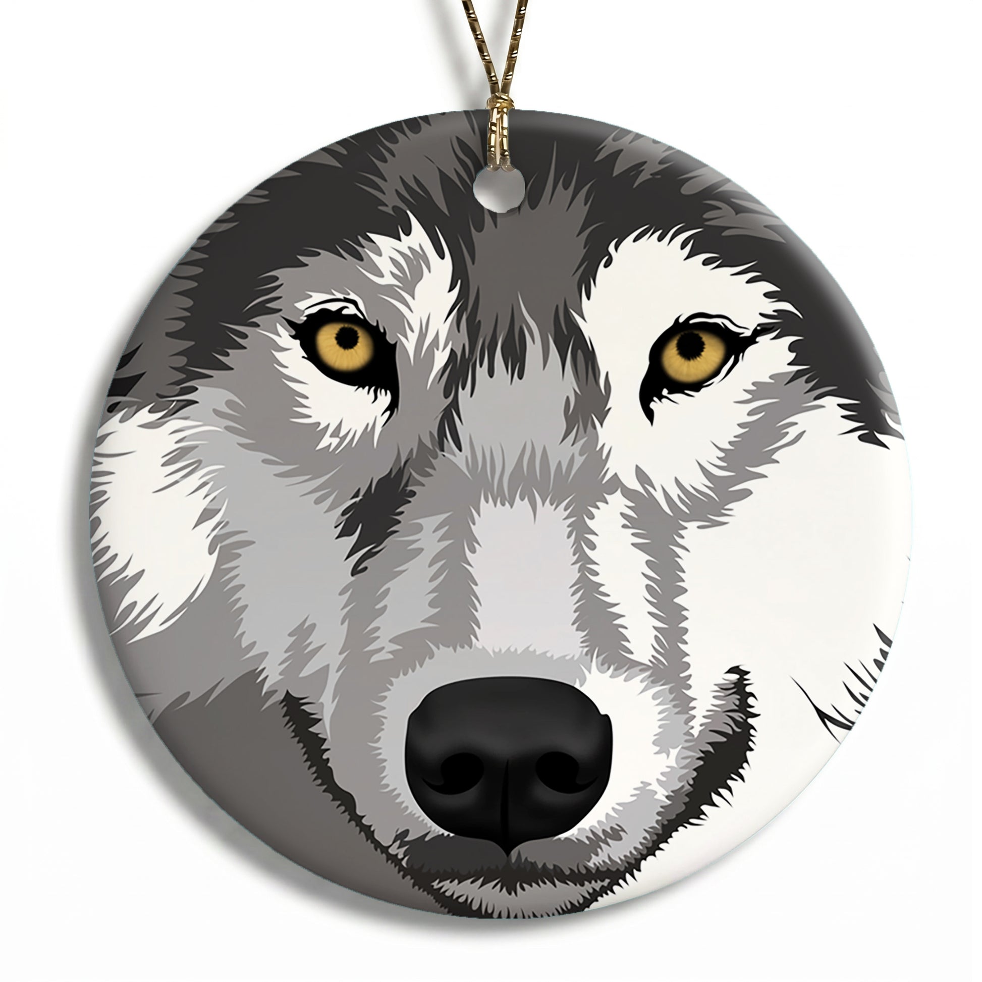 Wolf Christmas Ornament - Mahigan the Grey Wolf