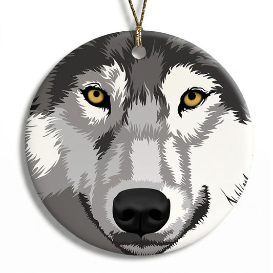 Wolf Christmas Ornament - Mahigan the Grey Wolf