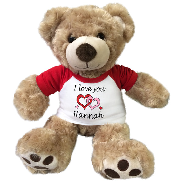 Personalized I Love You Teddy Bear - 13" Honey Vera Bear