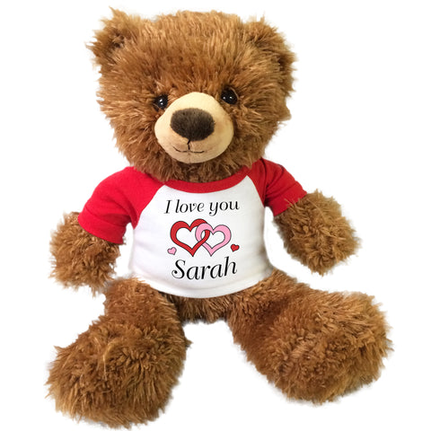 Personalized I Love You Teddy Bear - 14" Brown Tummy Bear
