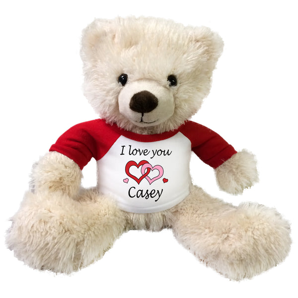 Personalized I Love You Teddy Bear - 14" Cream Tummy Bear