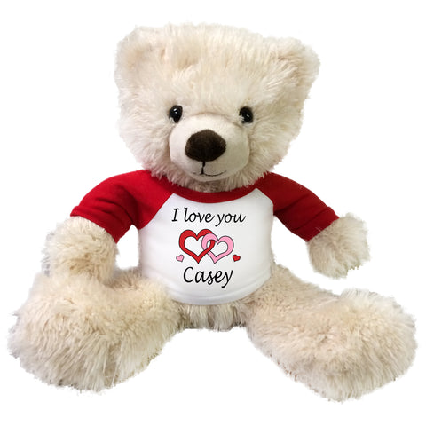 Personalized I Love You Teddy Bear - 14" Cream Tummy Bear