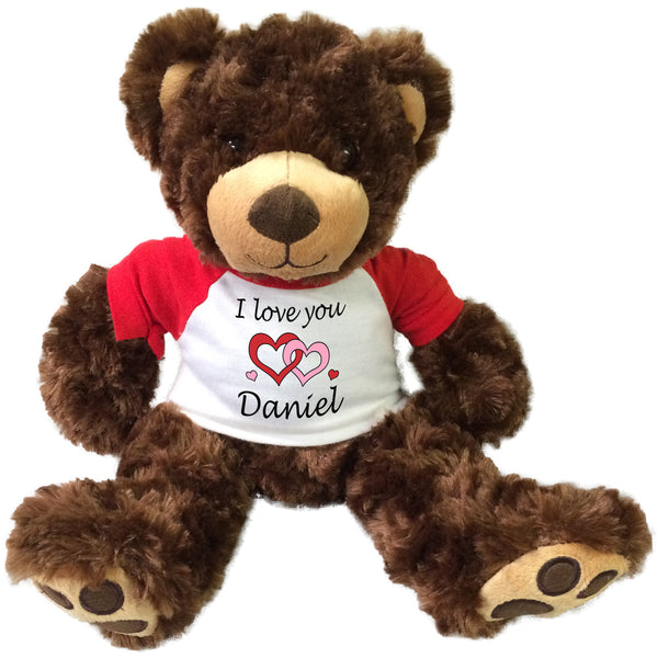 Personalized I Love You Teddy Bear - 13" Brown Vera Bear