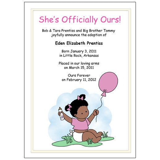Balloon Baby Adoption Announcement - Girl