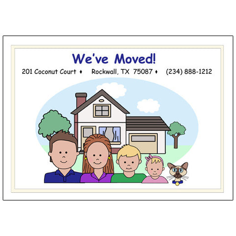 Cartoon Family Change of Address Cards