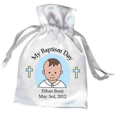 Personalized Baptism or Christening Favor Bag - Boy