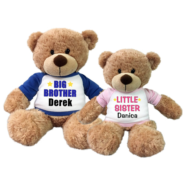 Big Brother / Little Sister Personalized Teddy Bears - Set of 2 Bonny Bears