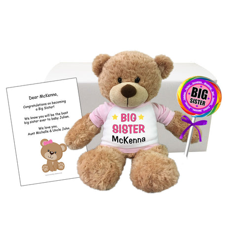 Big Sister Personalized Teddy Bear Gift Set - 13" Bonny Bear