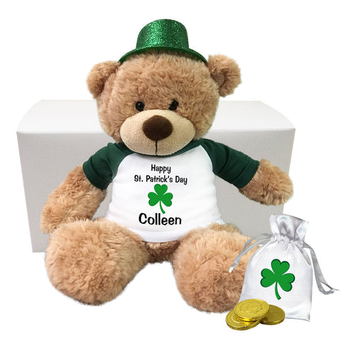 Personalized St. Patrick's Day Teddy Bear Gift Set - 13" Bonny Bear