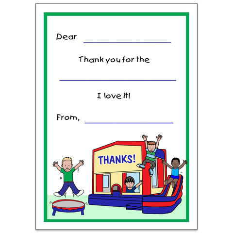 Bounce House Thank You Note for Boys
