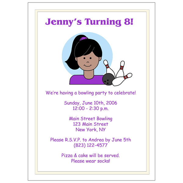 Bowling Birthday Party Invitations for Girls