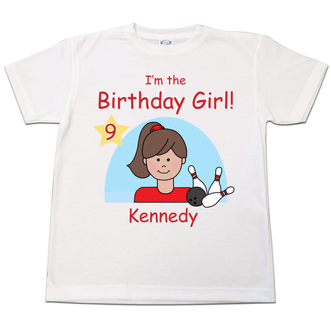 Bowling Girl Personalized Birthday T Shirt