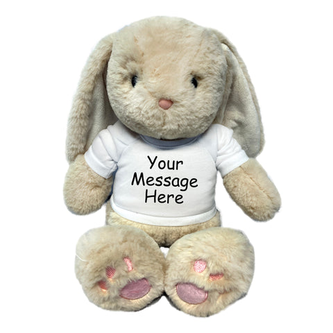 Personalized Stuffed Rabbit - 14 inch Plush Cream Brulee Bunny