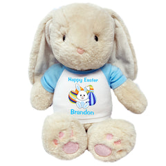 Personalized Easter Bunny - 14" Plush Brulee Bunny - Egg Design - Light Blue