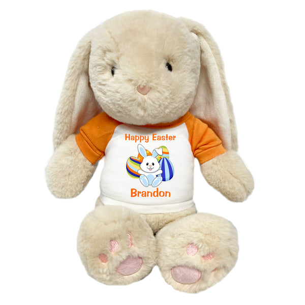 Personalized Easter Bunny - 14" Plush Brulee Bunny - Egg Design - Orange