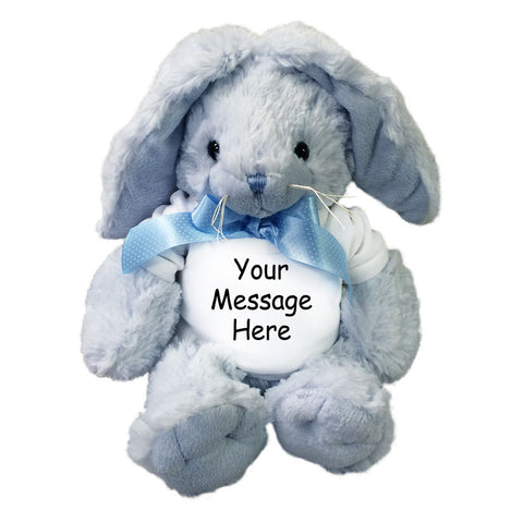 Personalized Stuffed Rabbit - 12 inch Blue Unipak Plush Bunny