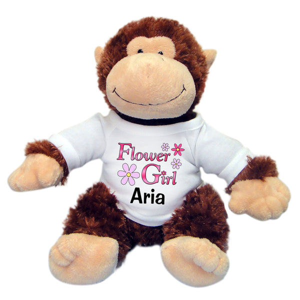 Flower Girl Stuffed Monkey -  Personalized 12" Plush Chimp