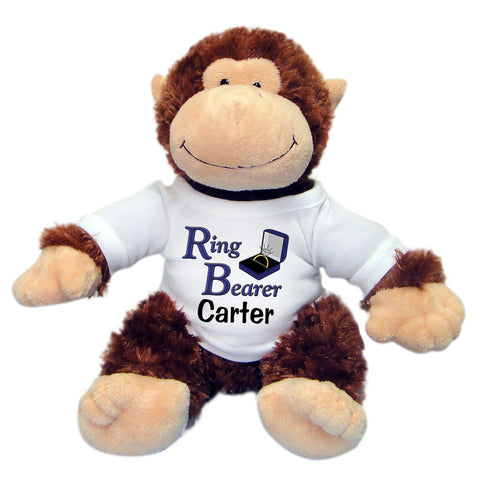 Ring Bearer Monkey -  Personalized 12" Stuffed Chimp