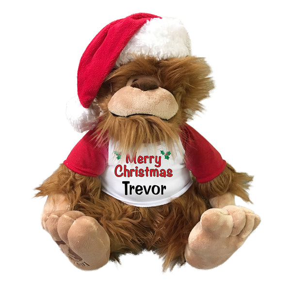 Personalized Stuffed Bigfoot - Christmas version, 16"