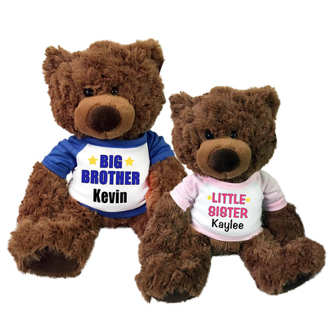 Big Brother / Little Sister Personalized Teddy Bears - Set of 2 Coco Bears