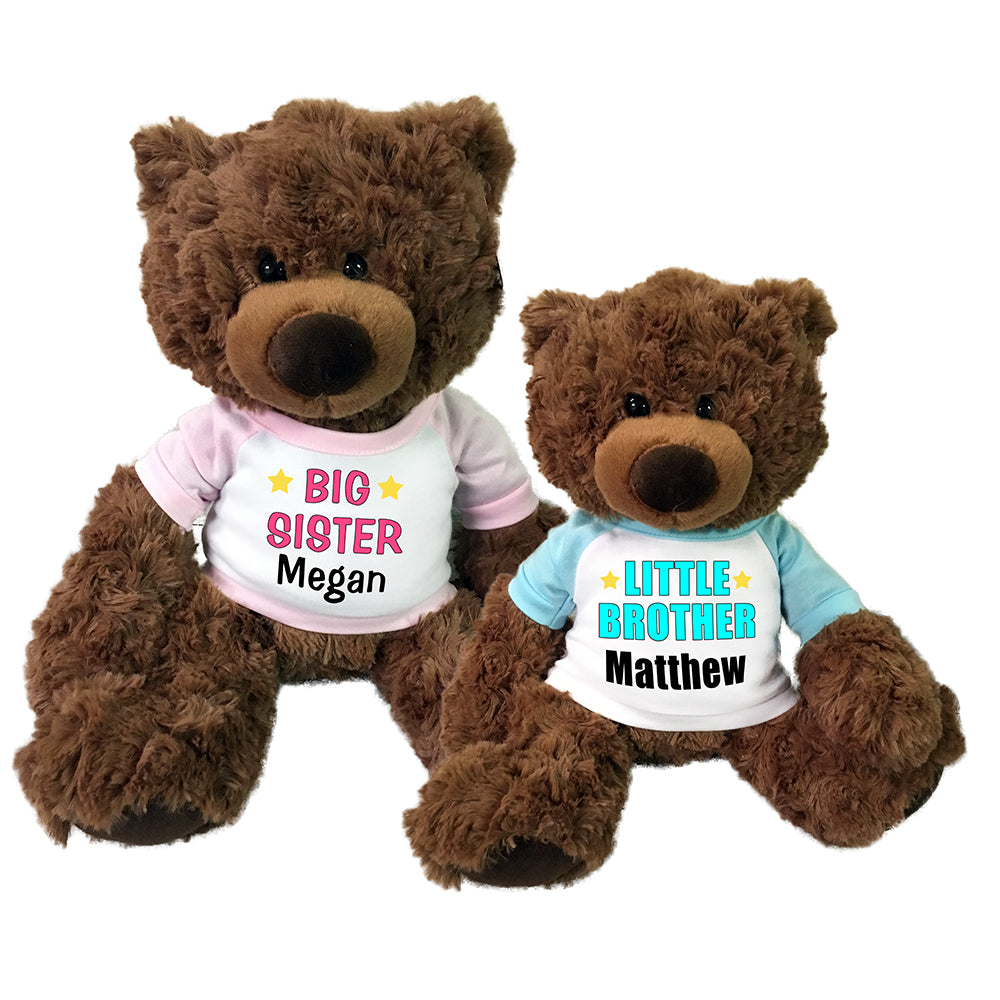 Big Sister / Little Brother Personalized Teddy Bears - Set of 2 Coco Bears