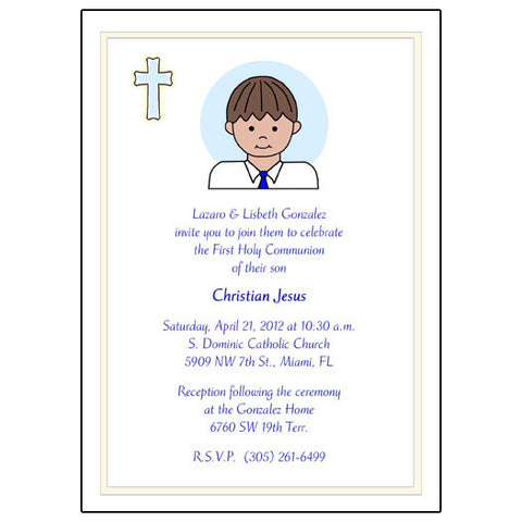 First Communion or Confirmation Invitation - Boy