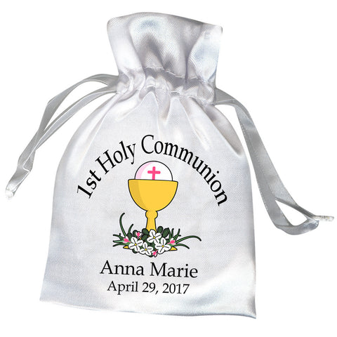 First Communion Favor Bag - Chalice with Flowers