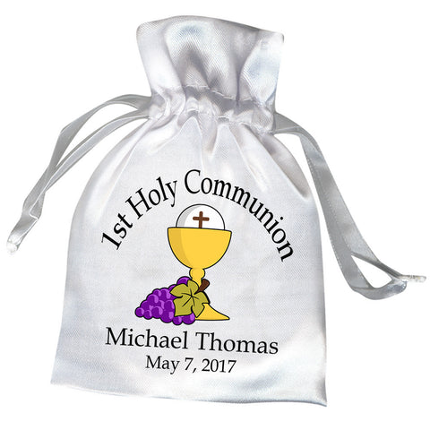 Personalized First Communion Favor Bag - Chalice with Grapes