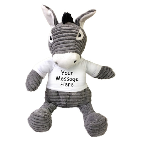 Personalized Stuffed Donkey - 16" Grey Kordy Donkey by Unipak Plush