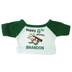 Personalized Teddy Bear T-Shirt - Birthday Sloth Design  - Green