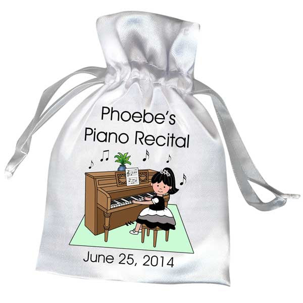 Piano Recital Girl Satin Favor Bag